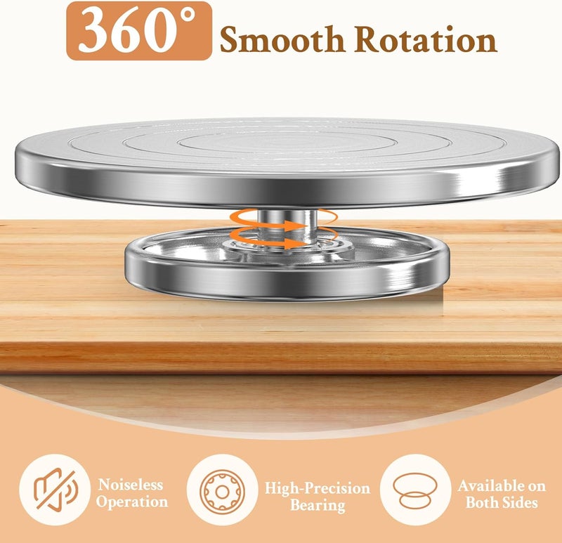 Yncotte 7 Inch Banding Wheel, Double-Sided Pottery Wheel Turnable Aluminium Alloy Metal Sculpting Wheel Rotate with Ball Bearings for Ceramics Clay Model Making Cake Decor Paint Spraying - Image 3